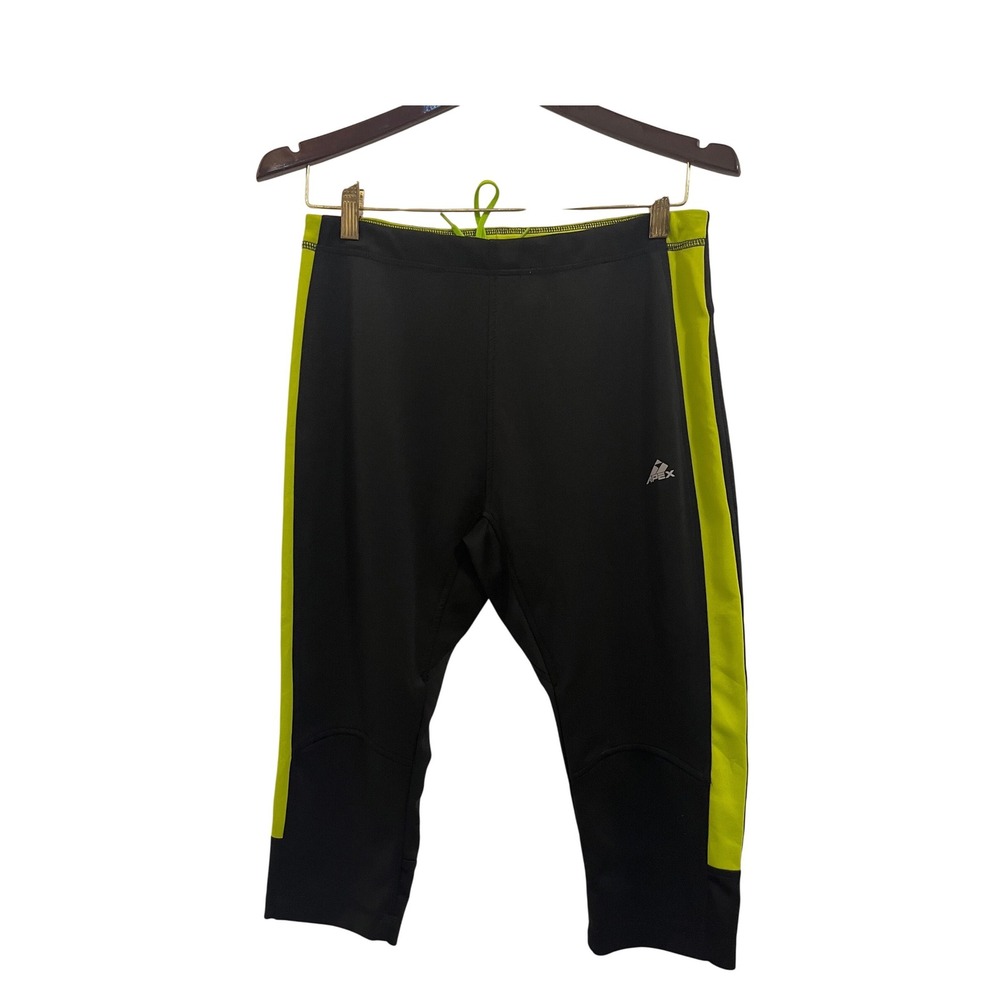 Apex Capri Leggings Women S Black Neon Green Good Zipper Pocket‎ Running Tights